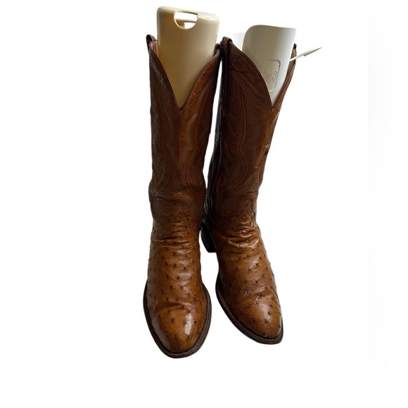 Lucchese classic handmade Ostrich Brown/ Tan Cowboy Boots size 9.5 main image 13